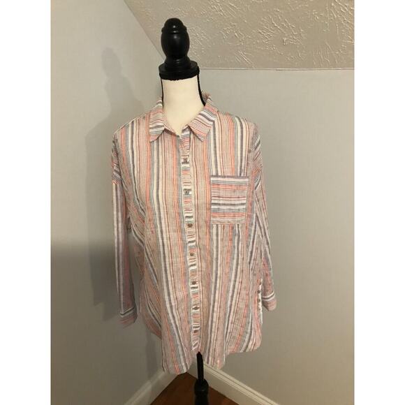 Anthropologie Maeve Breckenridge Striped Button Down Shirt - Picture 1 of 10